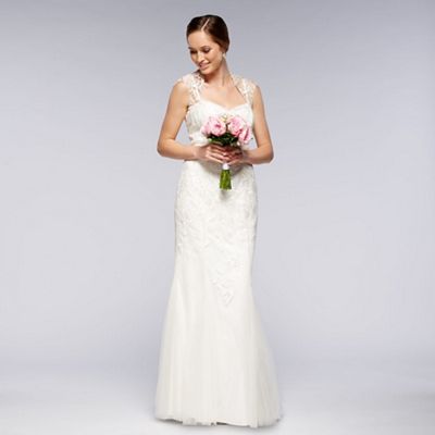 Pearce II Fionda Designer ivory embroidered mesh bridal gown